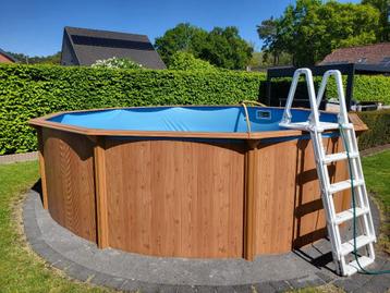 Zwembad rond in  houtstructuur, Rond, Comme neuf, Enlèvement, Piscines hors sol