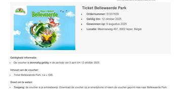 Ticket Bellewaerde beschikbaar voor biedingen