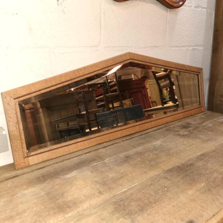 Smalle antiek BLANK eiken spiegel L 110 H 37, Huis en Inrichting, Woonaccessoires | Spiegels, Zo goed als nieuw, 100 tot 125 cm