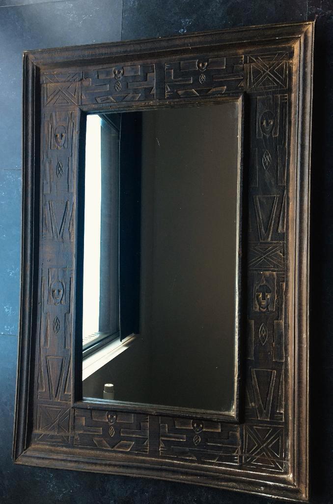 Spiegel African 94 x 63cm, Huis en Inrichting, Woonaccessoires | Spiegels, Zo goed als nieuw, Ophalen of Verzenden