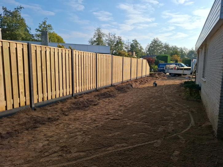 Hout beton schutting voordelig geplaatst, Tuin en Terras, Schuttingen, Nieuw, Hout, 1 tot 2 meter, 6 meter of meer, Ophalen of Verzenden