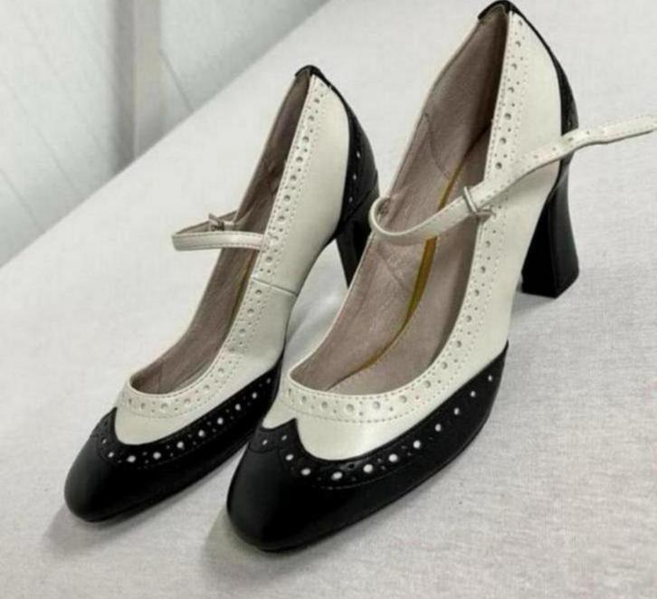 Flapper Mary Jane Next Pumps pump met hakken 38 zwart-wit, Kleding | Dames, Schoenen, Zo goed als nieuw, Pumps, Wit, Ophalen of Verzenden