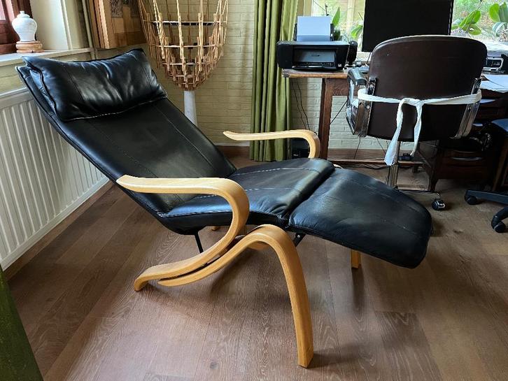 Relaxzetel, Maison & Meubles, Fauteuils, Utilisé, Bois, Cuir, 50 à 75 cm, 75 à 100 cm, Enlèvement