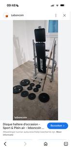 Bench + halter, Sport en Fitness, Ophalen, Gebruikt, Metaal, Rug