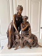 Beeld twee vrouwen figuren op marmeren voet, Antiek en Kunst, Ophalen