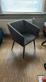 2 donkergrijze fluwelen stoelen, Ophalen, Gebruikt