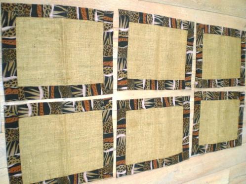placemat 6 st. Jute canvas + stof, Afrikaanse ambachten Nieu, Huis en Inrichting, Keuken | Textiel, Zo goed als nieuw, Placemat