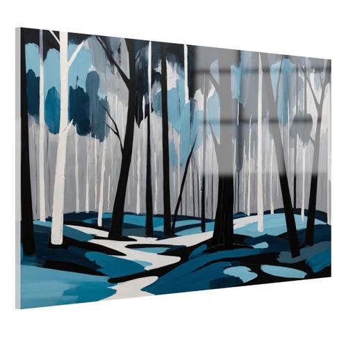 Forêt abstraite avec peinture sur verre bleue et noire 105x7, Maison & Meubles, Accessoires pour la Maison | Peintures, Dessins & Photos