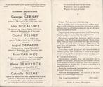 Luchtaanval  Waregem  12.07.1943 namen zie prent, Verzamelen, Bidprentjes en Rouwkaarten, Ophalen of Verzenden