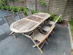 Teak tafel met 6 stoelen, Ophalen, Gebruikt