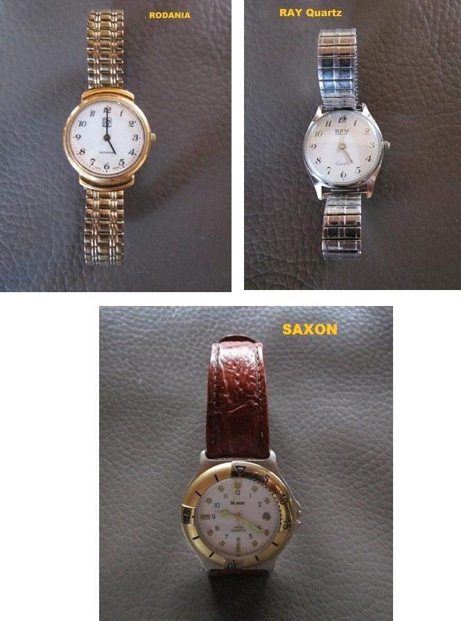 3 vintage polshorloges RODANIA - RAY - SAXON, Handtassen en Accessoires, Horloges | Dames, Gebruikt, Polshorloge, Overige merken