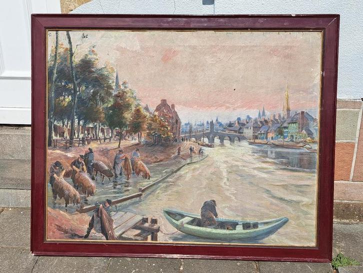 Huile sur toile signe Hippolyte le roy, Antiek en Kunst, Kunst | Schilderijen | Klassiek, Ophalen