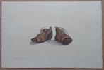 PETRUS VALCKX / PAAR SCHOENEN / ZW-W LITHO + AQUAREL 38x56cm, Antiek en Kunst, Kunst | Litho's en Zeefdrukken, Ophalen of Verzenden