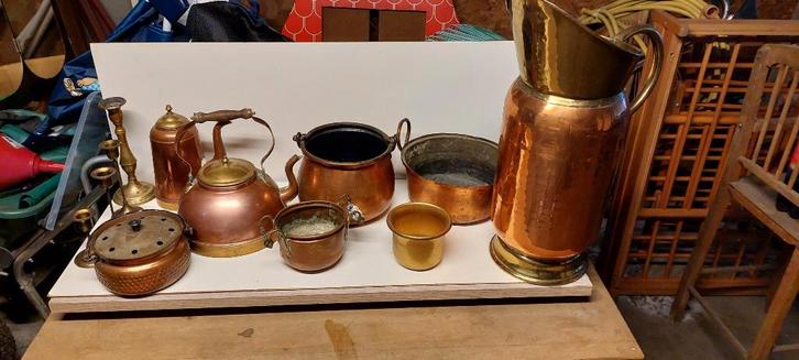 Lot decoratief koper & messing – kan, ketels & potten (11), Antiek en Kunst, Antiek | Brons en Koper, Koper, Ophalen