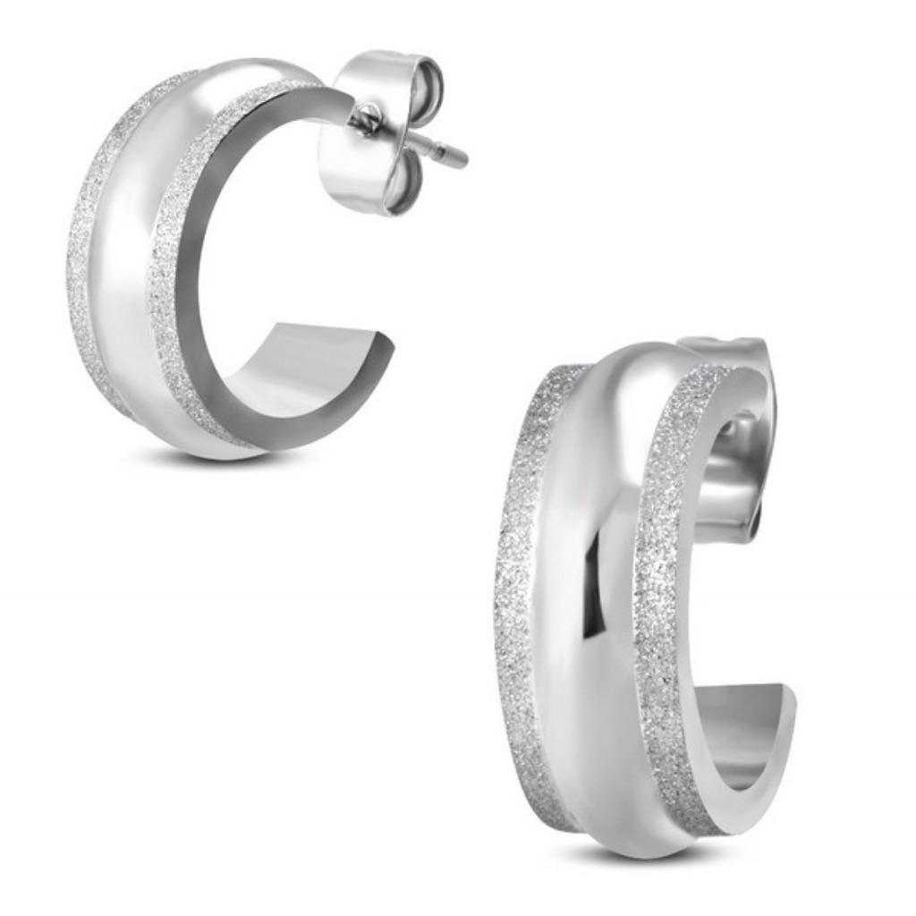 Demi-créoles en acier inoxydable sablé, Enlèvement ou Envoi, Neuf