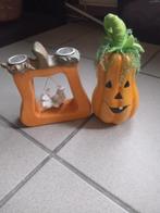 Statue de citrouille d'Halloween et bougeoir, Comme neuf, Enlèvement ou Envoi