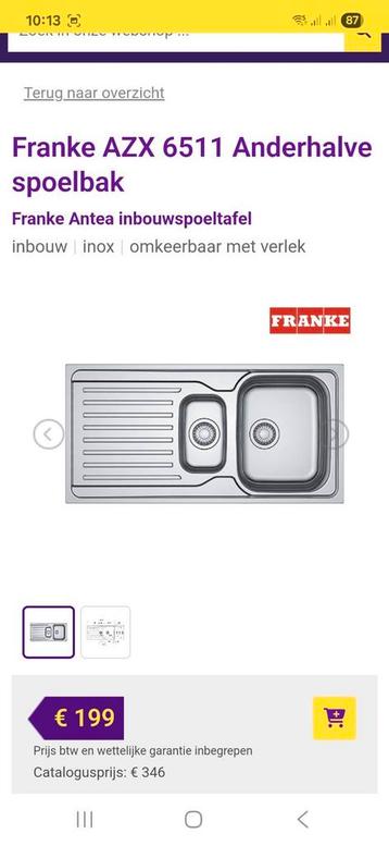 Nieuwe spoelbak Franke beschikbaar voor biedingen
