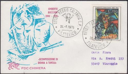 1976 - ITALIE - FDC Umberto Boccioni + REGGIO CALABRE, Timbres & Monnaies, Timbres | Europe | Italie, Affranchi, Envoi