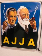 Panneau d'affichage en émail Ajja père et fils Brux 1951, Collections, Comme neuf, Enlèvement ou Envoi, Panneau publicitaire
