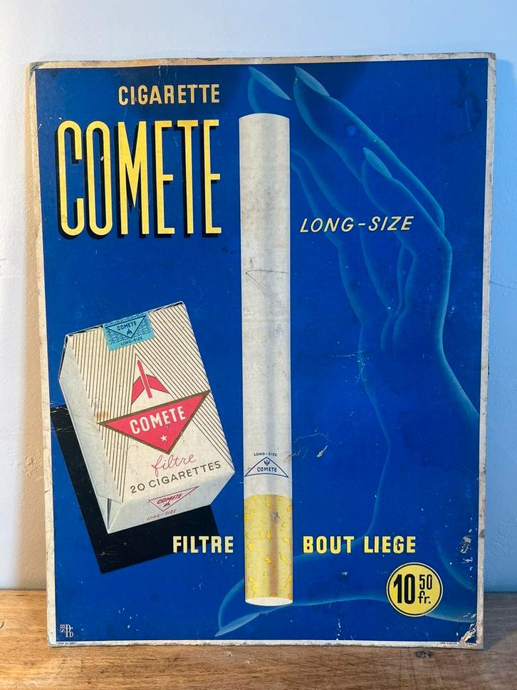 Affiche Comete Long-Size: publicité cigarettes années 60, Verzamelen, Merken en Reclamevoorwerpen, Gebruikt, Reclamebord, Ophalen