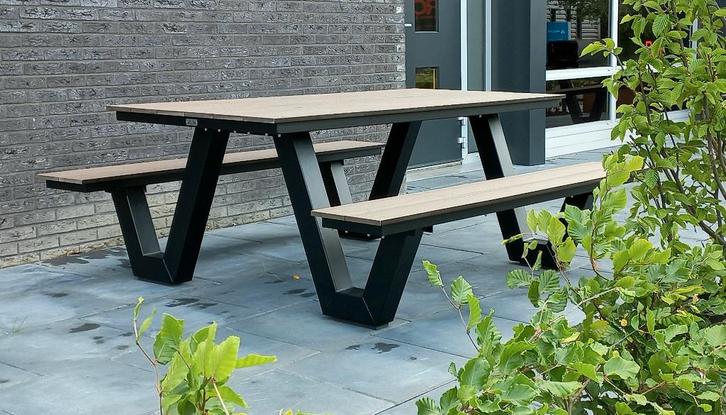 Picknicktafel duurzaam en onderhoudsarm, staal en composiet, Tuin en Terras, Picknicktafels, Nieuw, Rechthoekig, Staal, Ophalen of Verzenden
