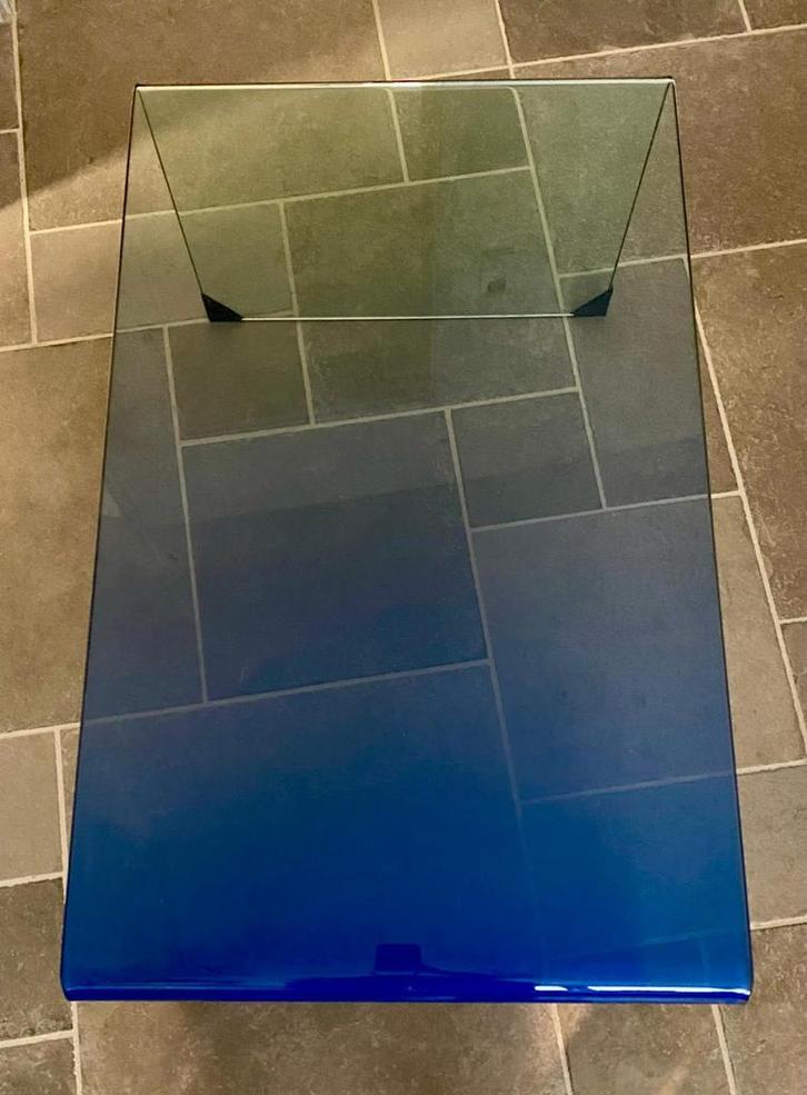 Glazen salontafel — modern design, Huis en Inrichting, Tafels | Salontafels, Gebruikt, Glas, Ophalen