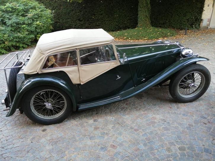 MG TC oldtimer van 1948, Auto's, Oldtimers, Particulier, MG, Benzine, Cabriolet, 2 deurs, Handgeschakeld, Groen, Leder, Achterwielaandrijving