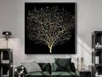 Abstract Gouden Boom van Leven goud levensboom canvas 90x90, Ophalen of Verzenden
