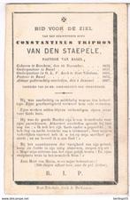 Past. Van Den Staepele Constant. ° Berchem 1832 † Basel 1887, Verzamelen, Ophalen of Verzenden, Bidprentje