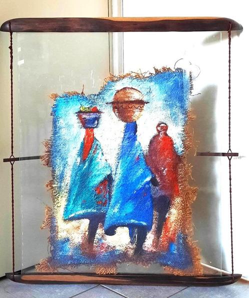 Unieke olie schilderij op hennep van (ada) met glazen lijst, Antiek en Kunst, Kunst | Schilderijen | Klassiek, Ophalen