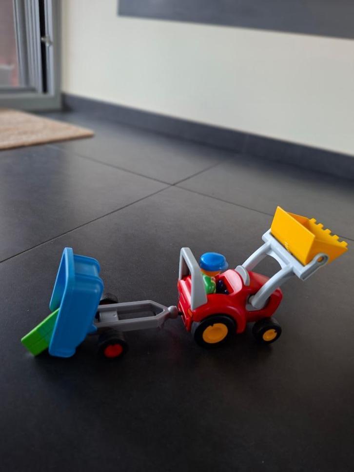 Playmobil junior 123 6964 boer met tractor en kar, Kinderen en Baby's, Speelgoed | Playmobil, Zo goed als nieuw, Complete set