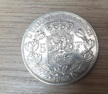  5 francs belge - Léopold Ier tête nue 1852 beschikbaar voor biedingen