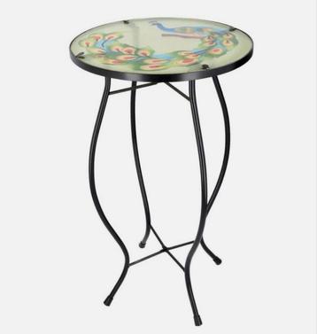 IJzer-Glas Pauw Ronde Zij-tafeltje Mozaïek bijzettafel Nieuw beschikbaar voor biedingen