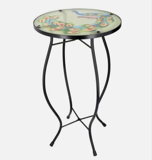 IJzer-Glas Pauw Ronde Zij-tafeltje Mozaïek bijzettafel Nieuw, Huis en Inrichting, Tafels | Bijzettafels, Nieuw, Rond, 45 tot 60 cm
