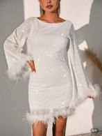 ROBE DE COCKTAIL blanche à sequins (T 36), Ophalen, Wit, Nieuw, Maat 36 (S)