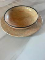 Onyx / marmeren schaal met onderbord, Antiek en Kunst, Ophalen