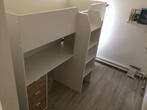 Witte hoogslaper met bureau, Ophalen, Zo goed als nieuw, Hoogslaper