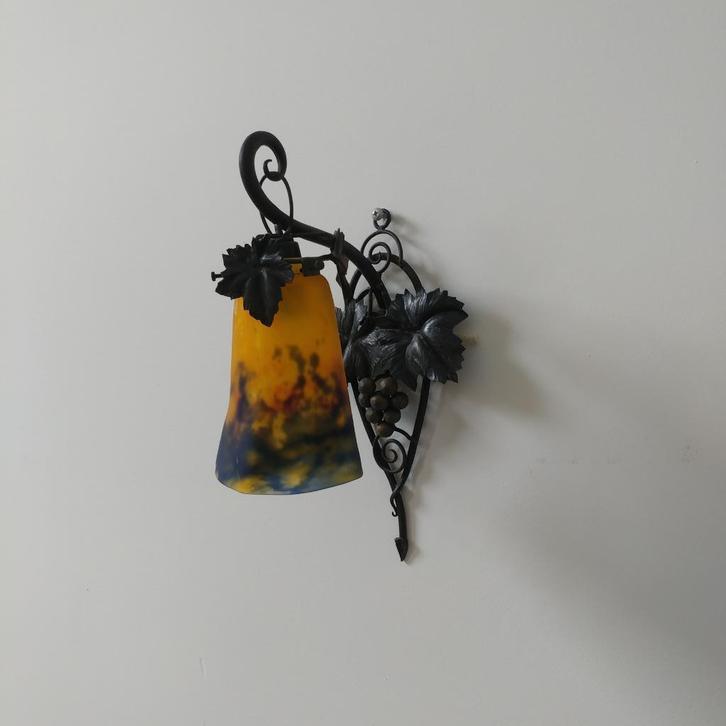 Art Nouveau wandlamp Müller Frères, smeedijzer, Antiek en Kunst, Antiek | Verlichting, Ophalen of Verzenden