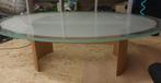 Salontafel hout met glazen blad, Ophalen, Zo goed als nieuw