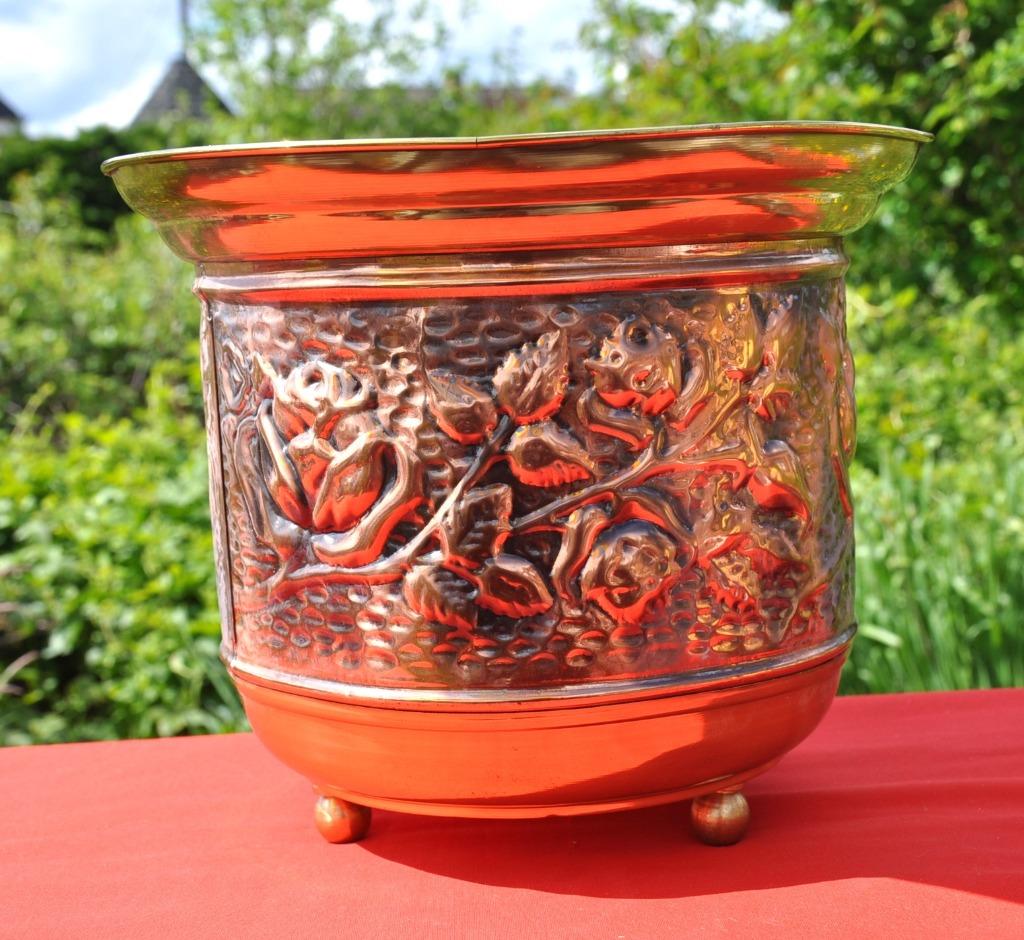 cache pot en cuivre jaune et rouge, Antiquités & Art, Antiquités | Bronze & Cuivre, Cuivre, Enlèvement ou Envoi