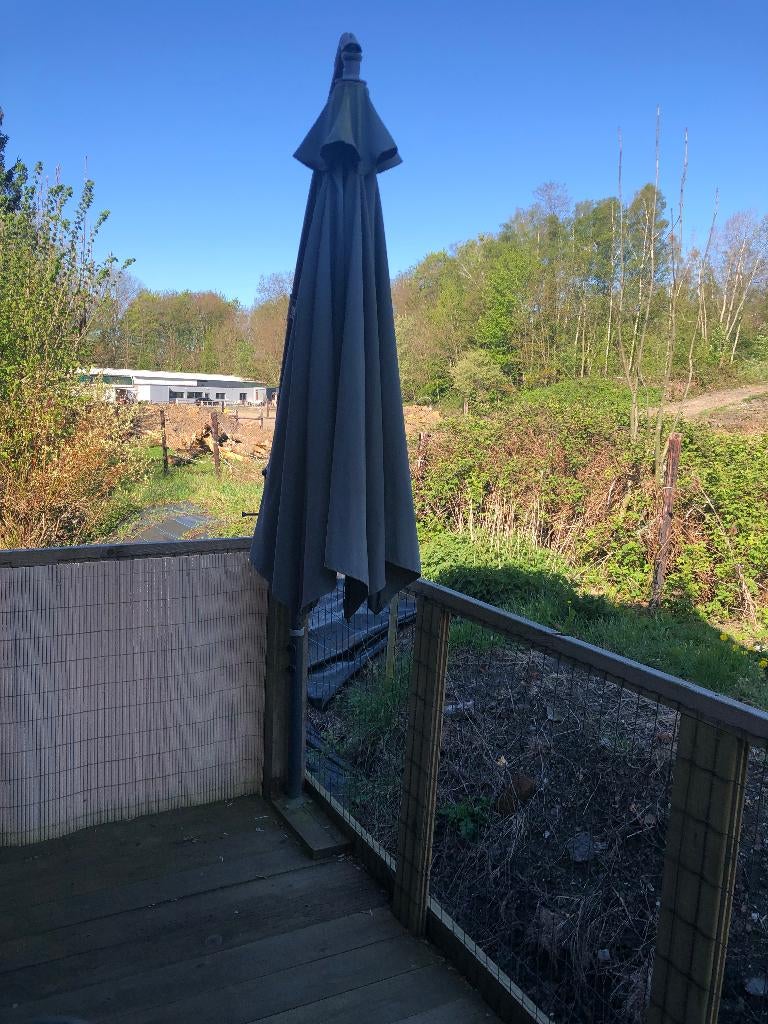 Garden Plus luxe offsetparasol 3x3m grijs, Ophalen, Zo goed als nieuw, 2 tot 3 meter, Kantelbaar