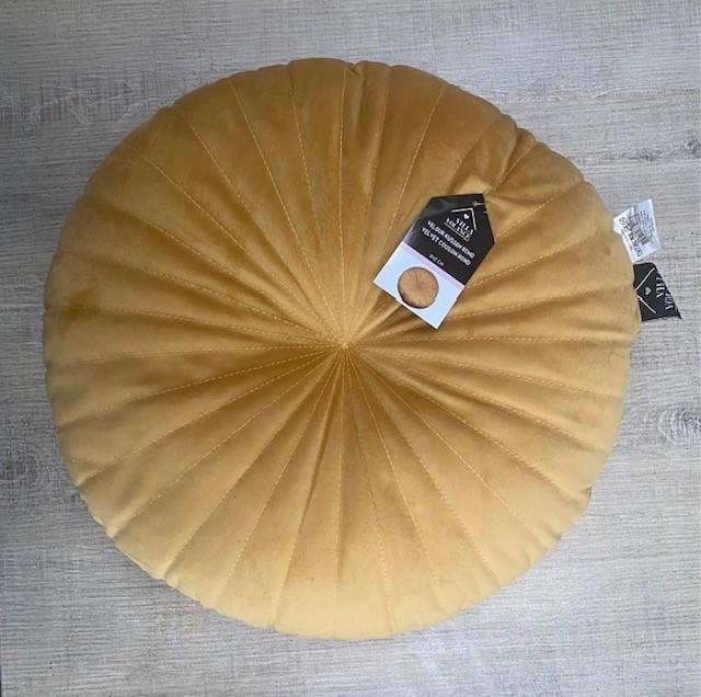 NIEUW! VILLA VOLANCE Velvet sierkussens okergeel (set van 2), Huis en Inrichting, Woonaccessoires | Kussens, Nieuw, Geel, Rond