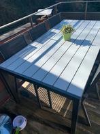 Metalen tuintafel en 6 stoelen, Ophalen, Gebruikt, Rechthoekig, Aluminium
