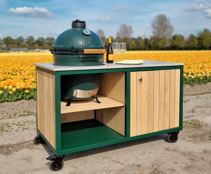 Luxe buitenkeuken + BBQ - Staal & Dekton 150cm, Tuin en Terras, Buitenkeukens, Nieuw, Houtskool, Vrijstaand, Ophalen of Verzenden