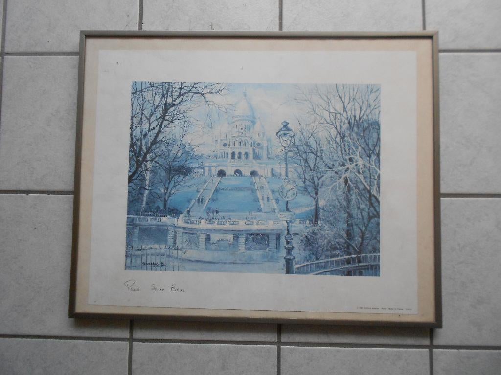 aquarelle paris sacré coeur L 50 cm H 40,50 cm signé GRORGES, Ophalen of Verzenden