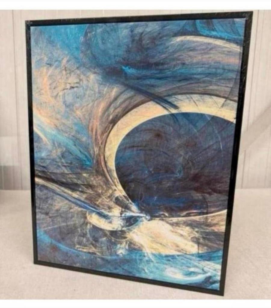 kunst moderne abstracte blauwe sfeer schilderij op canvas, Ophalen of Verzenden