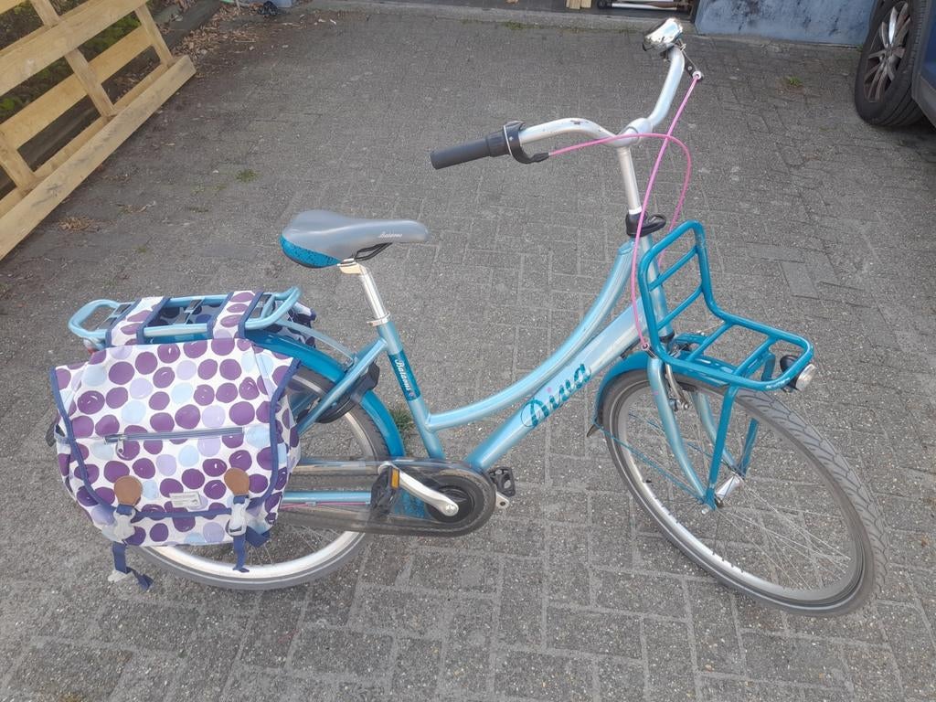 Meisjesfiets Batavus Dina 26 inch met fietstassen, Vélos & Vélomoteurs, Vélos | Filles, Enlèvement, Vitesses