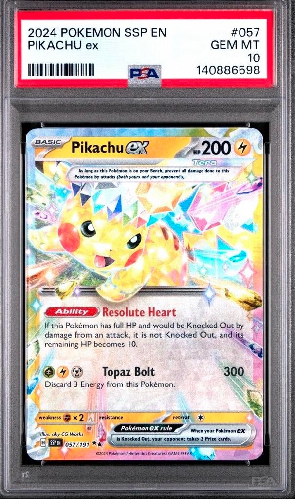 Pokémon - Pikachu ex 057/191 - PSA 10, Ophalen of Verzenden, Nieuw, Losse kaart