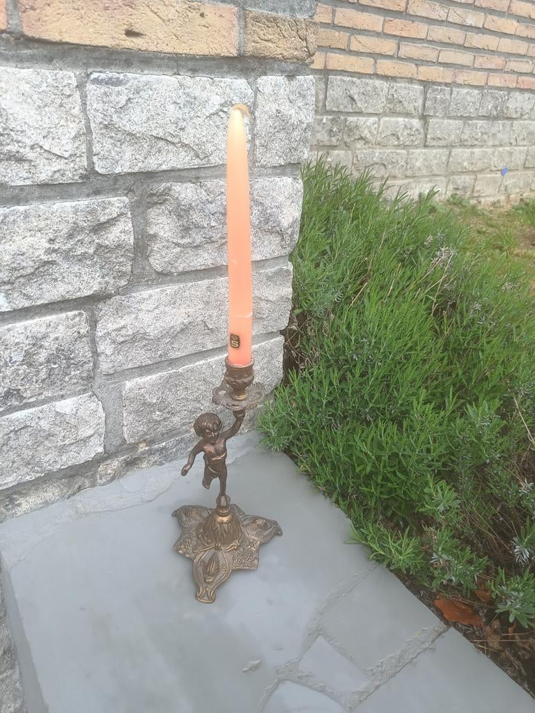 Magnifique bougeoir en cuivre avec ange, Antiquités & Art, Enlèvement