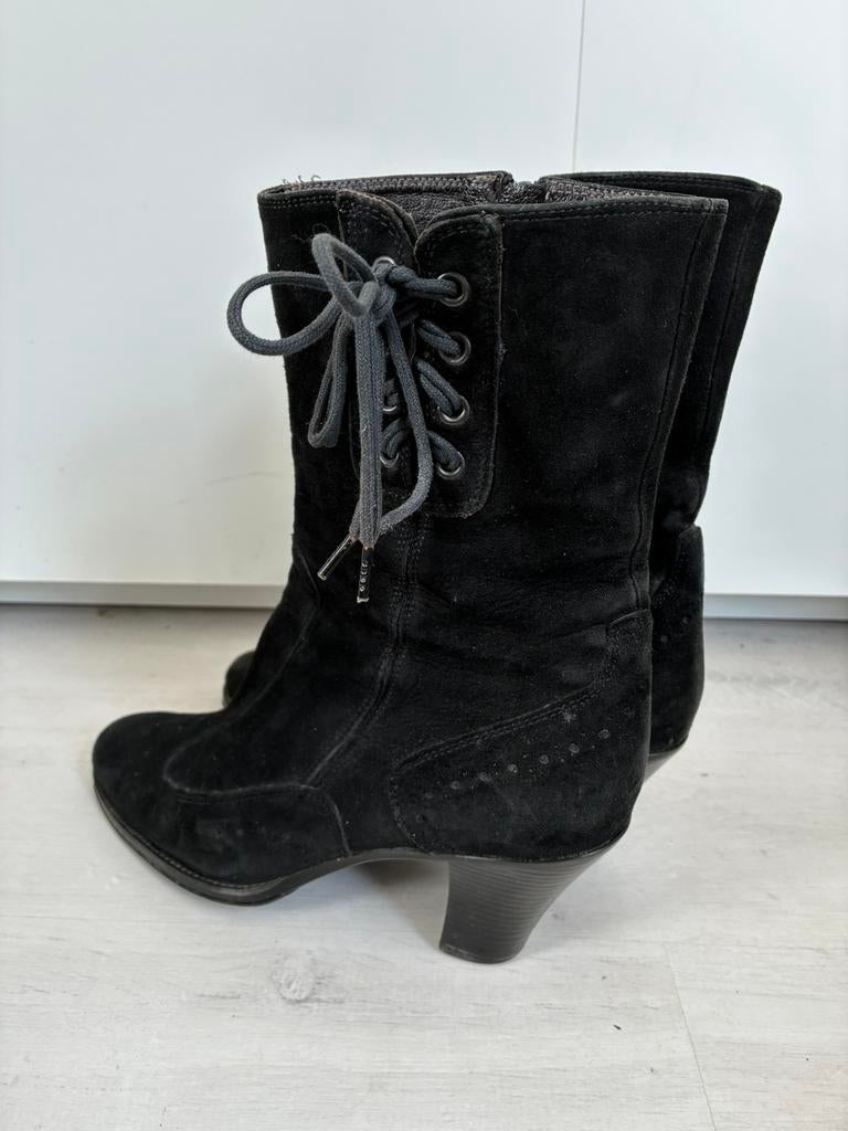 Suède leren halfhoge laarsjes van Kroon maat 42, Zwart, Lage of Enkellaarzen, Ophalen of Verzenden, Gedragen